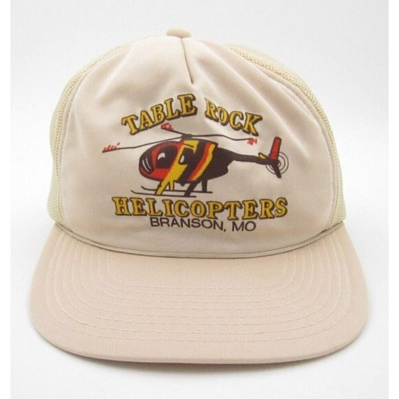 Vtg Table Rock Helicopters Branson MO Trucker Snapback Hat Yupoong (Foam Issue)